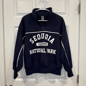 AS Revival Sequoia National Park Quarter Zip Sweatshirt Navy Blue Women Size XXS